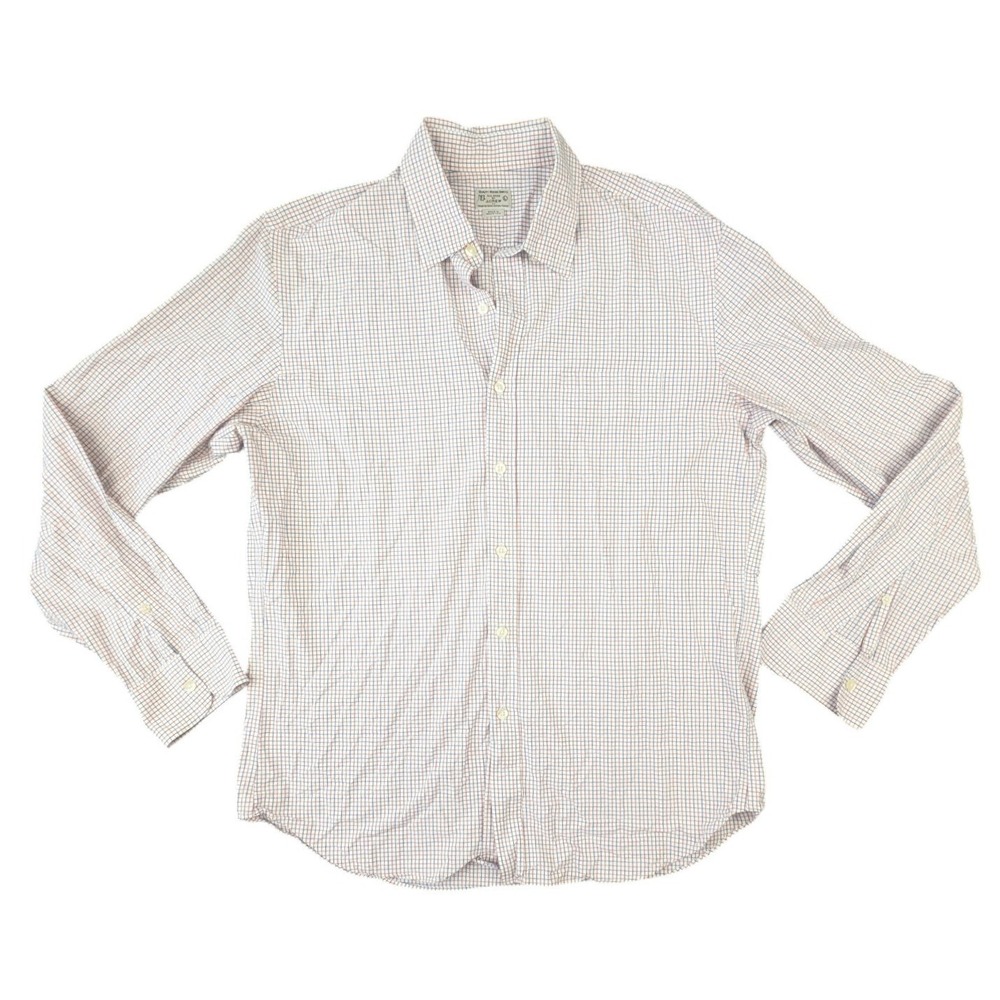 J.Crew Mens Large Cotton Button Down Shirt Red Blue Check Long‎ Sleeve 47238